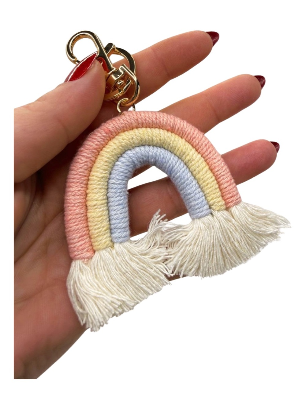 BUY NOW PICK ONE Boho Rainbow Macrame Keychain Bag Charm - Picture 2 of 4